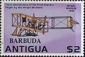 Stamp: Wright Model B (Barbuda) (75th Anniversary of Wright Brothers ...