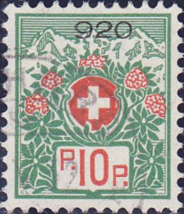 Swiss coat of arms; rhododendron