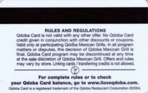 Gift Card: Qdoba – Coca Cola (Qdoba, United States of America) (Qdoba) Col:US-Qdo-001b