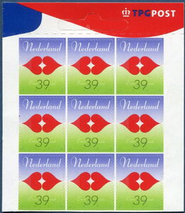 Kissing lips made of two hearts