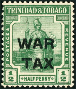 Seated Britannia - Overprinted 'WAR TAX'