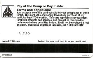 Gift Card: Cash Card (Citgo, United States of America(Citgo) Col:US ...
