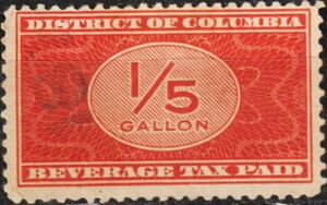 District of Columbia Beverage Tax Paid 1/5 gallon