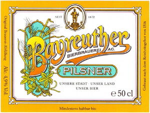 Drink Label: Bayreuther Pilsner (Bayreuther Bierbrauerei AG, Germany ...