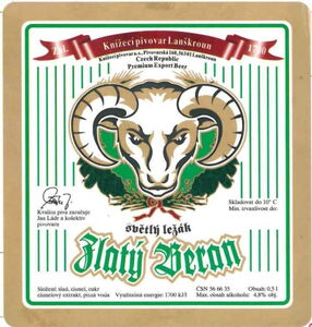 Drink Label: Zlaty Beran svetly lezak (Pivovar Lanškroun /closed ...
