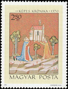 King Stephen and Queen Gizella founding a church