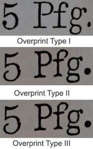 5 Pfg. overprint in 56° on Reichpost-China