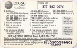 $5 EconoLo D.C./Va./Md. Phone Card