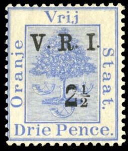 Orange tree, overprinted V.R.I.