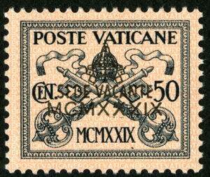 Papal Coat of Arms overprinted