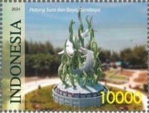 Stamp: Patung Sura dan Baya Monument, Surabaya (Indonesia(Landmarks of