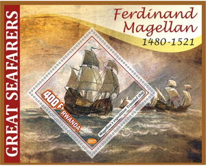 Stamp: Great People Great seafarers Ferdinand Magellan (Rwanda: Illegal ...