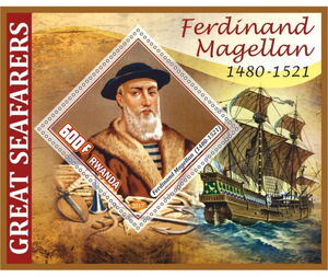 Stamp: Great People Great seafarers Ferdinand Magellan (Rwanda: Illegal ...