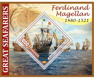 Stamp: Great People Great seafarers Ferdinand Magellan (Rwanda: Illegal ...
