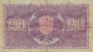 Billete de Banco: 20 Markkaa (Finlandia(1939 & 1941 Dated Issue) Wor:P ...