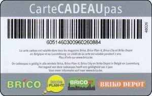 Gift Card Cartecadeaupas Brico Belgium Brico Col Be Brico 002a