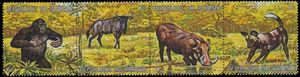 Strip of 4 Stamps with African Animals