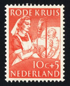 Red Cross Nurse with Blood Transfusion