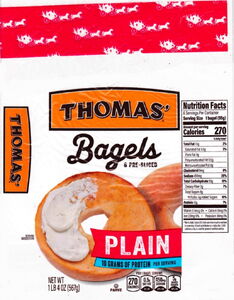 Food Label: Thomas’ Bagels 6 Pre-Sliced Plain (Bimbo Bakeries USA, Inc ...