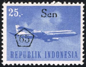 Convair Coronado airliner (overprinted "Sen __ '65")
