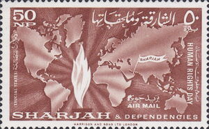 World Map with Sketch Map of Sharjah, Flame