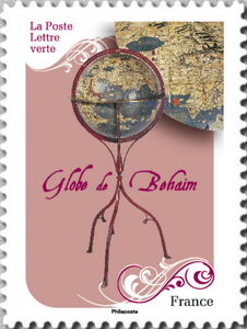 Stamp: Globe by Behaim (France(Around the World : Antique Globes (2024 ...