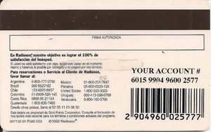 Hotel Card: Radisson Gold Points - Gold Rewards (Radisson, United ...