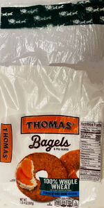 Food Label: Thomas' Bagels 100% Whole Wheat (Bimbo Bakeries USA, Inc ...