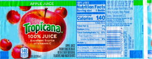Drink Label: Tropicana Apple Juice (Tropicana Manufacturing Co., Inc