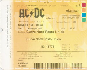 Billet d'entrée: AC/DC - Black Ice Tour - Stadio Friuli (ItalieCol:IT ...