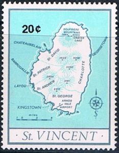 Stamp: Map of St. Vincent (Saint Vincent and The Grenadines(Definitives ...