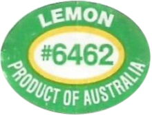 Lemon様 Fruit Sticker: Lemon # 6462 (AustraliaCol:AU-FR-00012 🍎