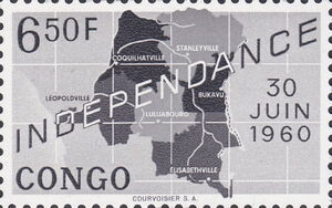 Map of independent Republic of Congo and date '30 Juin 1960'