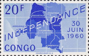 Map of independent Republic of Congo and date '30 Juin 1960'