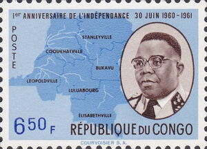 Map and President Joseph Kasavubu