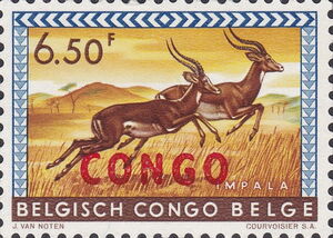Impala (Aepyceros melampus) overprinted RED CONGO