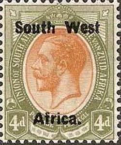 King George V, overprinted in English