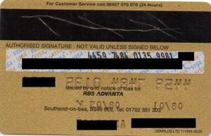 Bank Card: RBS Advanta (Royal Bank of Scotland, United Kingdom of Great ...