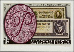 Peng Stamp Example Stamp: 5 Pengö Banknote from 1925, 500 Forint Banknote from 1975 ...
