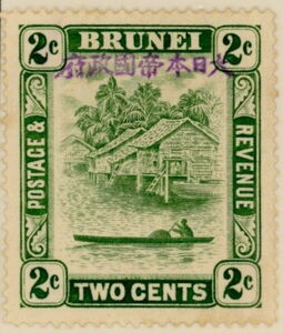 River with Canoe and Huts