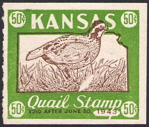 Bobwhite quail (Colinus virginianus) and map of Kansas