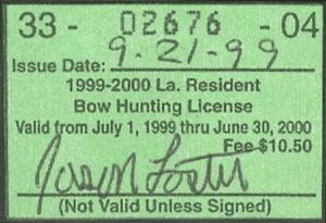 La. Resident Bow Hunting License