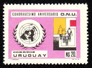 Stamp Un 40th Anniv Uruguay Un United Nations 40th Anniversary Mi Uy 1727 Sn Uy 1190 Yt Uy 1177 Sg Uy 1867 Cia Uy 1177