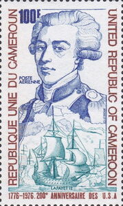 Marquis de Lafayette and Sailing Ships in Battle