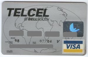 Bank Card: UNIBANCA - Telcel Bellsouth (Unibanca, Venezuela) Col:VE-VI-0092