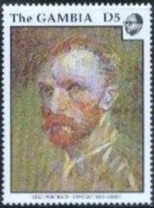 Stamp: "Self Portrait" (Vincent van Gogh) (Gambia(Death centenary of