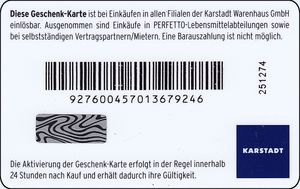 Geschenkkarte: Karstadt dark blue 40 Euro (Karstadt, Deutschland, Bundesrepublik(Karstadt) Col:D ...