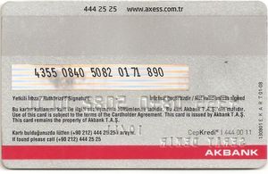 Banka Kartı: Axess (Akbank T.A.Ş., TürkiyeCol:TR-VI-0026.01 💳