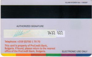 Bank Card Procredit Bank Bulgaria Visa Electron 4 Procredit