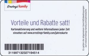 Geschenkkarte: Jahreskarte (Ernsting's family, Deutschland ...